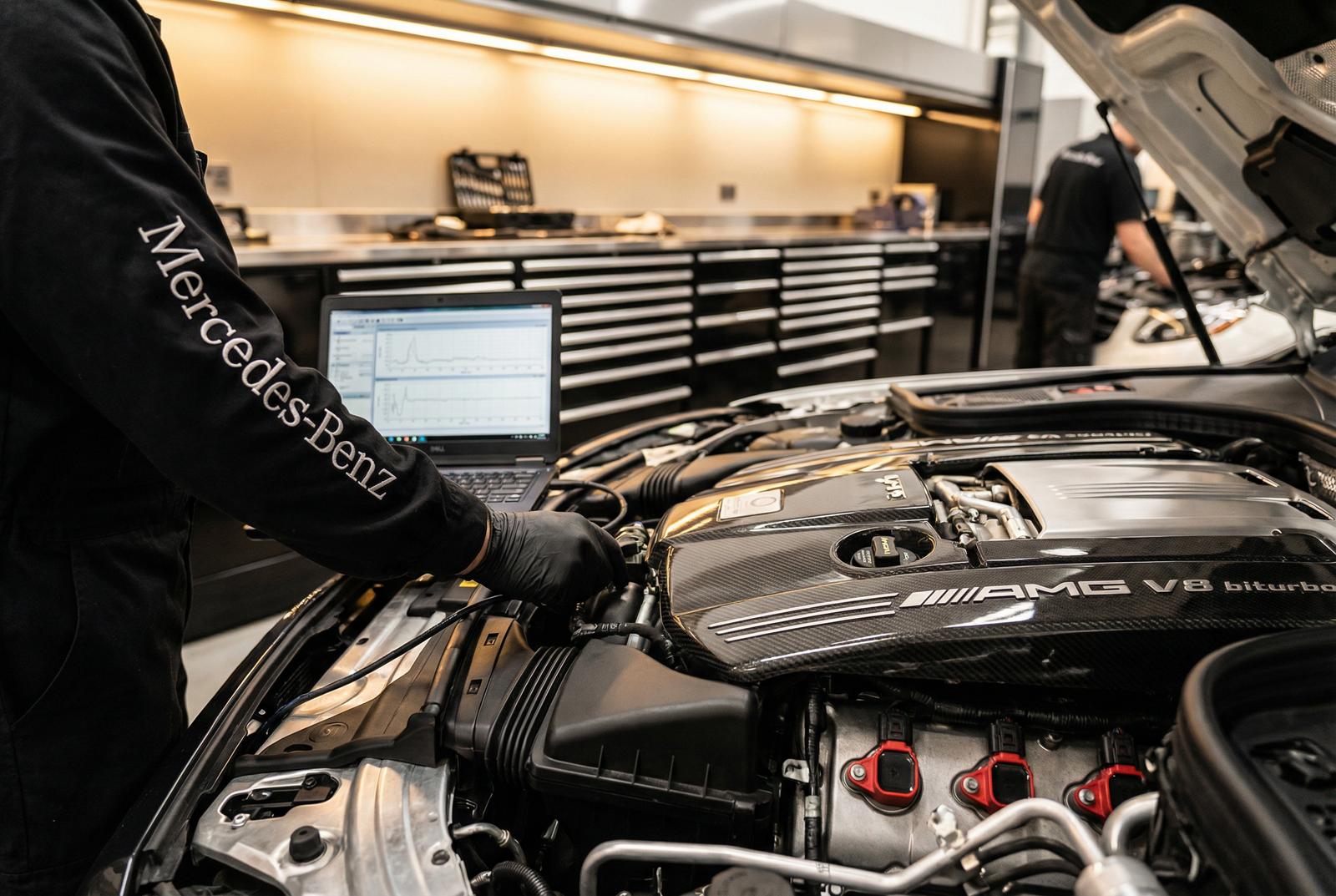 小黄游奔驰AMG发动机修车视频